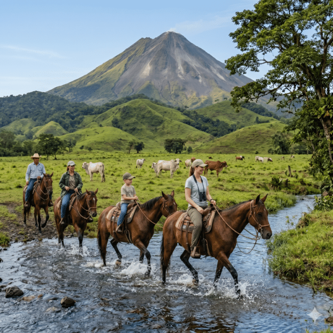 Ride through lush rainforest and private estates with epic Arenal Volcano views. Enjoy an authentic Costa Rican horseback tour. Book today!